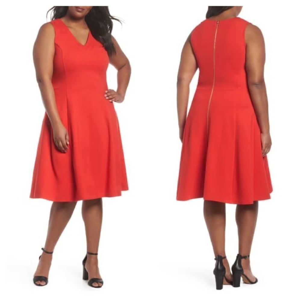 Nordstrom Sejour V neck Ponte Fit & Flare Dress